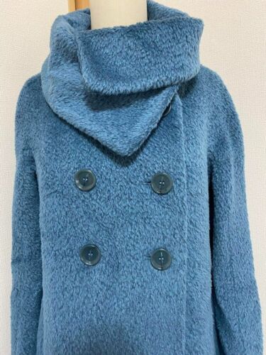 Max Mara STUDIO Women's Alpaca Blend Wool Coat Actress Collar Blue USA6 FR38 - Picture 2 of 9