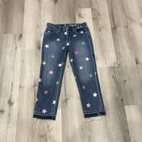 GAP Girl's Star Zipper Fly Raw Hem Jeans Sz 12 Slim Girlfriend