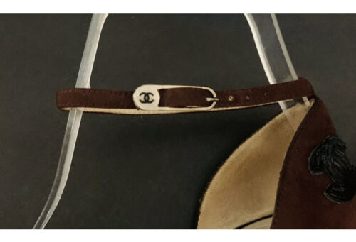 CHANEL SUEDE BURGUNDY SHOES HEELS PUMPS W/CC LOGO 36 - Picture 3 of 10