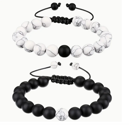 Nuevo 2 Piezas Pulseras Parejas Blanco y Negro Amantes Pulsera Suya Regalo de San Valentín - Imagen 1 de 8