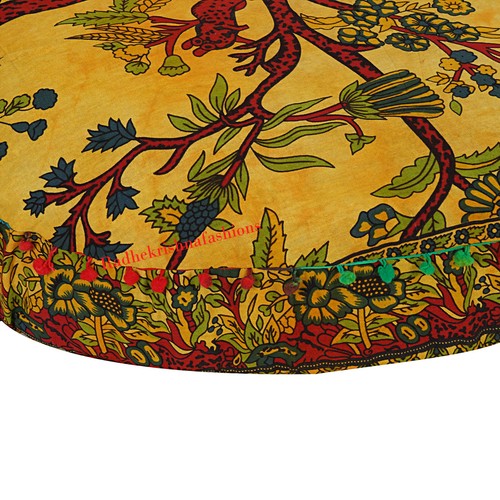 Yellow TL Cotton 35" Large Round Floor Pillow Cushion/Pouf Meditation Covers. - Picture 5 of 5