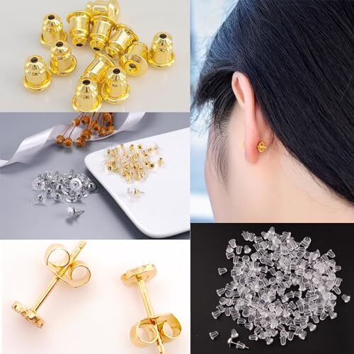 7 Styles 500PCS Earring Backs Replacements, Hypoallergenic Silicone Metal - Picture 6 of 6