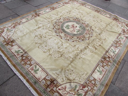 Vintage Hand Made Art Deco Chinese Oriental Green Wool Carpet 297x244cm - Picture 2 of 14