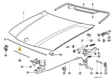 Front engine hood sealing for BMW E-36