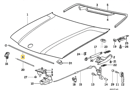 Front engine hood sealing for BMW E-36 - Picture 1 of 2