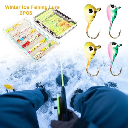 2pcs Jigging Spoon Metal Lures AD-Sharp Ice Fishing Lure Tungsten Hook Diamond