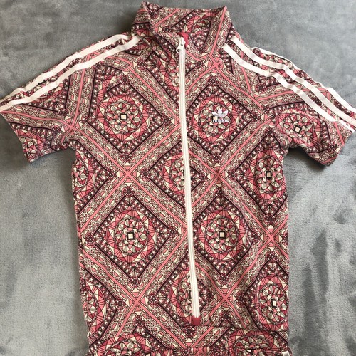 ADIDAS PINK STAINED GLASS GRAPHIC PRINT LOGO TREFOIL ZIP DRESS LARGE 13-14Y Girl - Picture 2 of 10