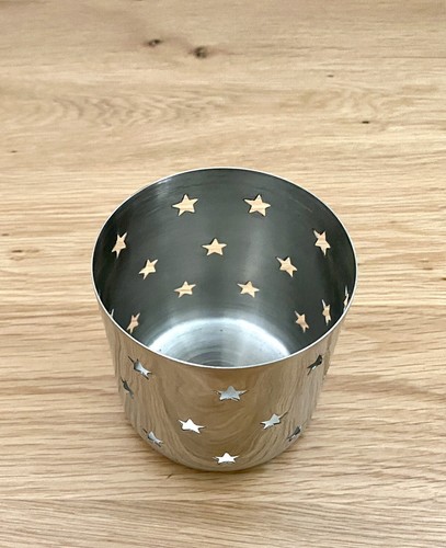 Fink modernes Edelstahl Windlicht LUCY Neu Sterndesign 8cm Rund - Bild 2 von 3