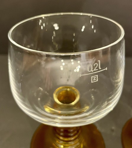 2  Amber Beehive Stem Wine Glasses Goblets Germany Beautiful Cond M6 - Picture 8 of 10