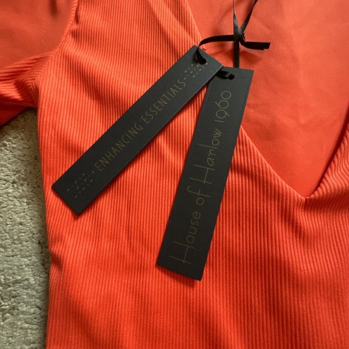 House Of Harlow 1960 Orange/Coral Ribbed Short Sleeve Bodysuit. Sz XS. NWT! - Picture 5 of 11