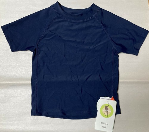 NWT LASSIG SPLASH & FUN BOY UPF 50+ RASHGUARD SHORT SLEEVE NAVY SWIM SHIRT 24    - Picture 1 of 2