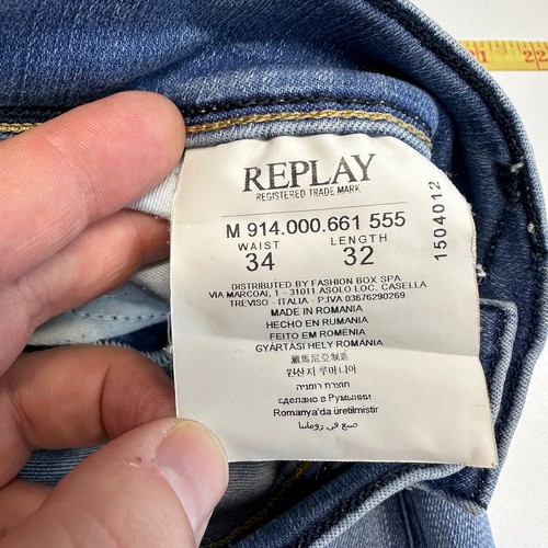 Replay Anbass Jeans Herren W33 L33 (Etikett 34/32) Blau Slim Skinny Stretch D... - Bild 13 von 15