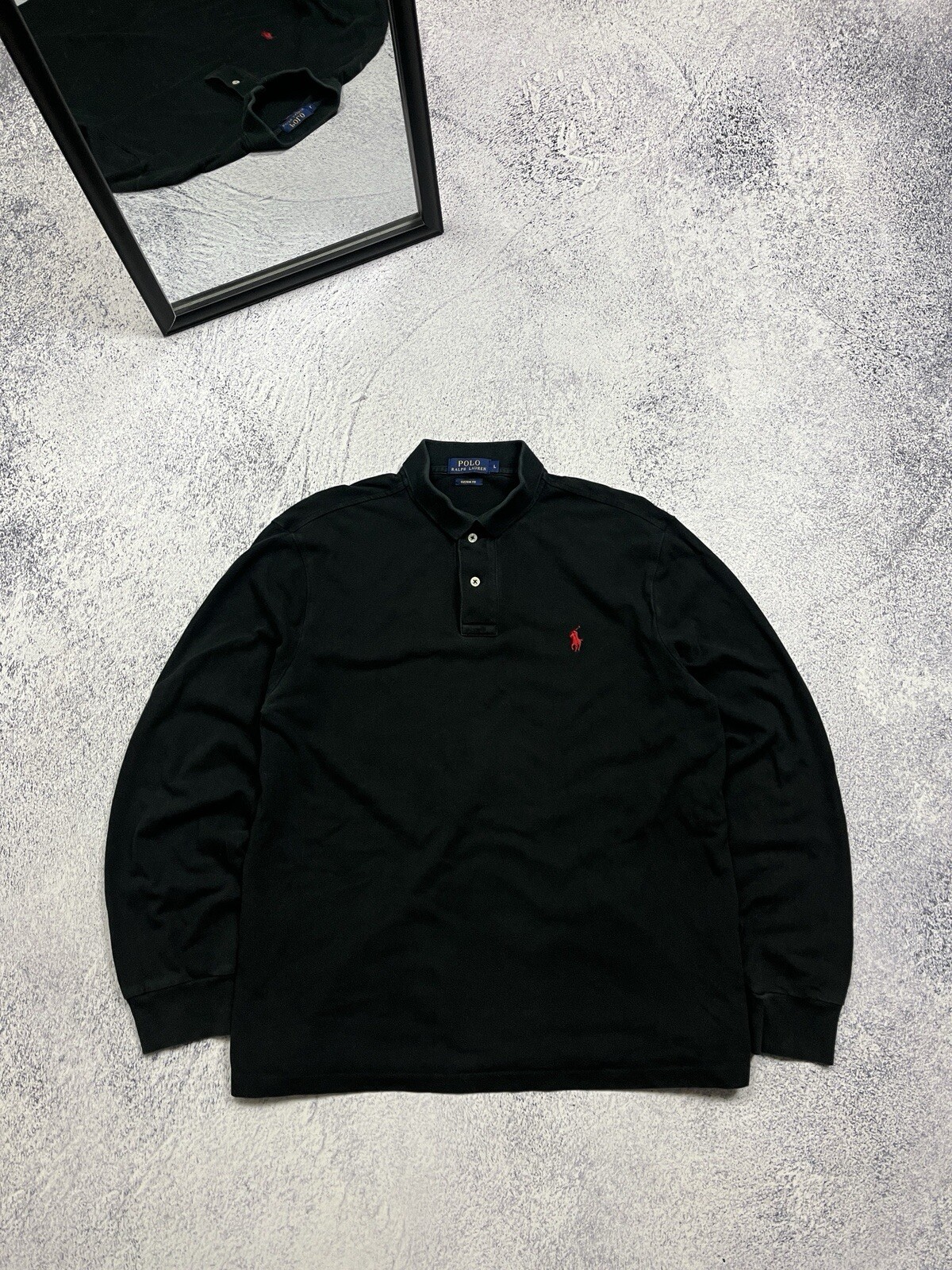 Polo Ralph Lauren Rugby Shirt Rosso Mini Pony Manica Lunga Rara Uomo Taglia L