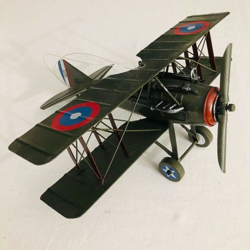  Metal Green Biplane Decorator Airplane - Picture 1 of 6