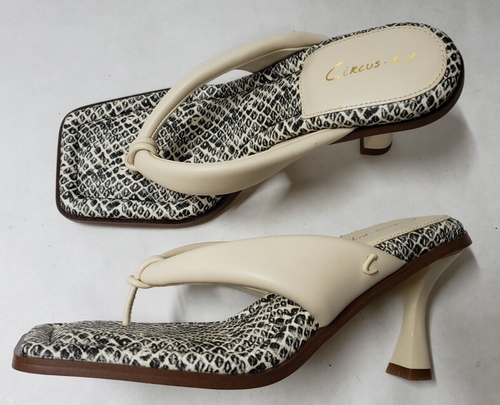 Sam Edelman Circus Skeet Puffy Sandal Heel Thong Ivory Black Slides 6.5 6 New 5D - Picture 6 of 9