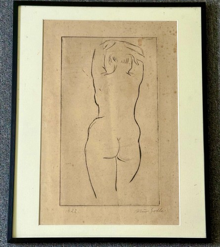 Artur Erdle Radierung Akt Rückenakt Nackte Nude Frau 1922 Düsseldorfer Schule . - Bild 2 von 8