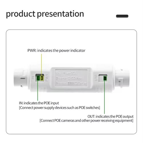 Ip66 Waterproof POE Repeater 100mbps IEEE802.3af/at RJ45 DC44-57V Plug and Play - Picture 10 of 15