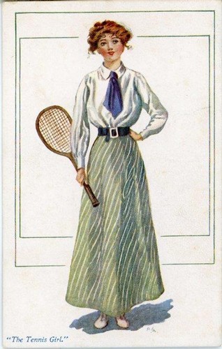 GEDRUCKTE GLAMOUR POSTKARTE "THE SPORTS GIRLS", "THE TENNIS GIRL", JAMES HENDERSON - Bild 1 von 2