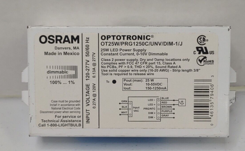 25 Watt Led Power Supply Ballast Optotronic OT25W/PRG1250C/UNV/DIM-1/J 79406 - Picture 1 of 16