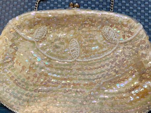 Vintage 50er Jahre LA REGALE Pailletten & Perlen Perlen besondere Anlässe Handtasche - Bild 2 von 5