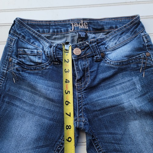 Jade Jeans Womens Size 3/4 Dark Wash Mid Rise Skinny Leg Jeans Embroidered 28x29 - Picture 5 of 8