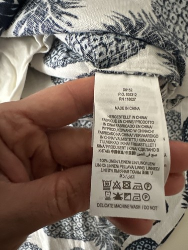 Boden Women White Navy Pineapple Printed Linen Long Dress Size 10(L) - Picture 10 of 13