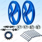 Bmx Bicycle 20" Pvc Rim Blue 4 Spokes Wheelset Hub Set - Free Shipping