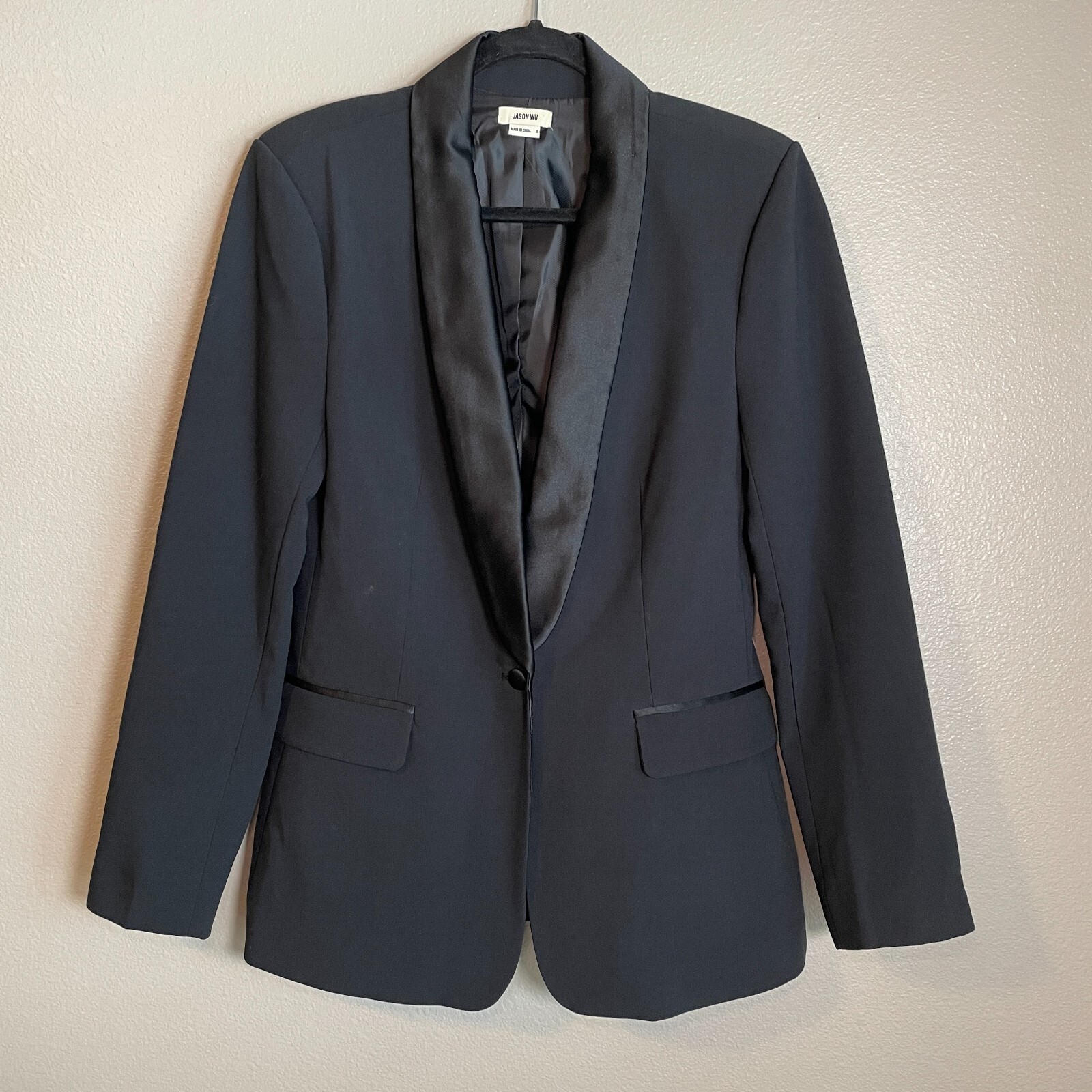 Jason Wu Size Medium Tuxedo Satin Shawl Collar On… - image 1