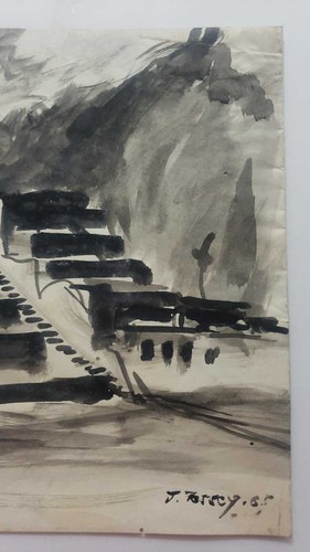 FINE Original 1965 J.Tessey / Signed / Antique Landscape Painting / Amazing - Picture 2 of 5