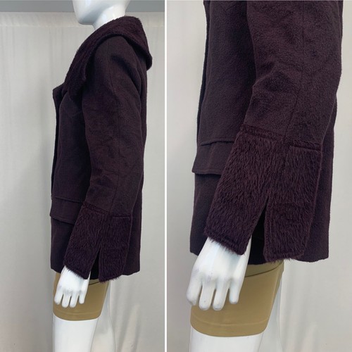Liliana Castellanos Plum Purple Alpaca Merino Wool Double Breasted Jacket Coat 6 - Picture 4 of 11