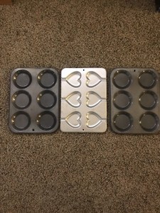3 Specialty Baking Trays including heart shaped cookie pop tray