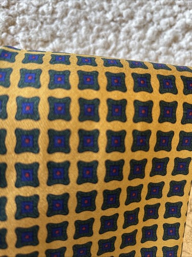 Corbata de seda vintage Christies dorada verde azul hecha en Inglaterra de lujo - Imagen 8 de 9