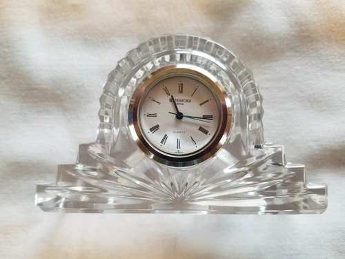 Reloj de Escritorio Waterford Cristal Mantel Hecho en Japón Firmado Waterford Irlanda - Imagen 1 de 7