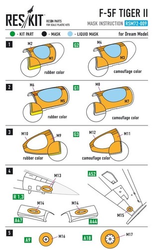 F-5F Tiger II Pre-cut painting masks for DreamModel ResKit RSM72-0009 Scale 1:72 - Picture 24 of 24