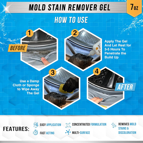Mold Stain Remover Gel Cleaner Heavy Duty Stain Cleaner for Front Loader Washing - Picture 3 of 7