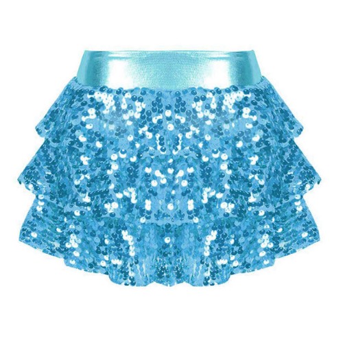 UK Kids Girls Metallic Skirt Elastic Waist Sequin Layers Dance Skirt Mini Skorts - Picture 47 of 82