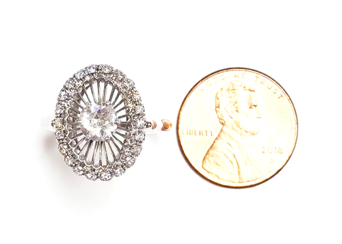 Exquisite Vintage 18k White Gold & Palladium Diamond Ring - Bild 6 von 11