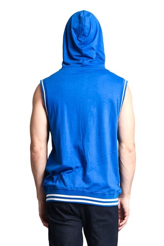 MEN'S Lightweight Sleeveless Gym Fitness Zipper Contrast Vest Hoodie Th890-A1H - Picture 75 of 82