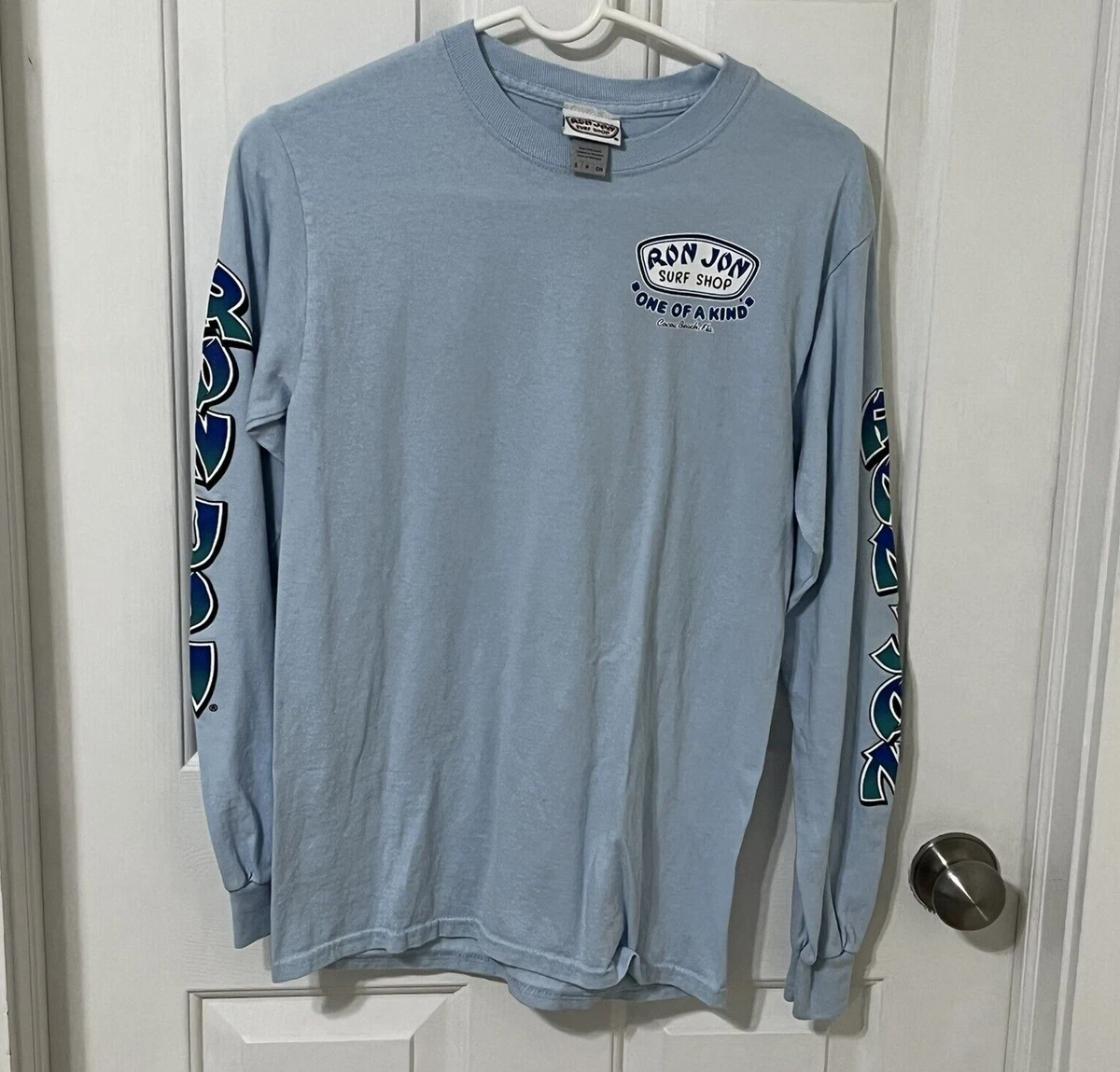 Ron Jon Surf Shop Cocoa Beach Florida Blue Cotton Long Sleeve T-Shirt Men's  S