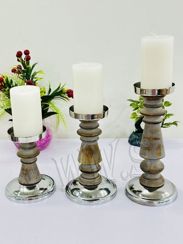 Candlestick Holders Set of 3 - Taper Rustic Candle Holders for Table Centerpiece - Picture 7 of 13