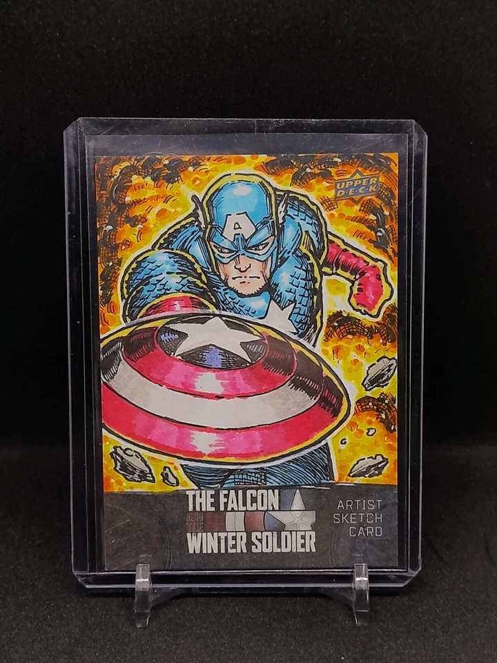 Captain America and Red Skull Sketch Card 1/1 Falcon Winter Soldier Aftermarket - Image 2 of 4