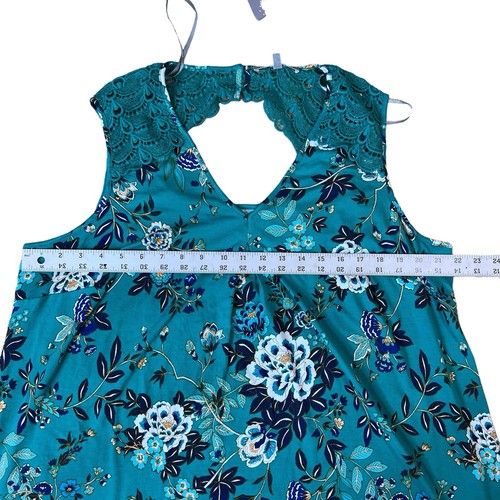Daniel Rainn Green Floral Fantine Lace Back Sleeveless Blouse Plus Size 2X - Picture 6 of 8