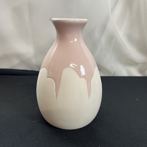 Isaac Mizrahi Vase Loves XO Sienna Hand Dipped Two-Tone Ceramic Stoneware Pink - Picture 1 of 6