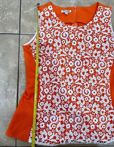 Vintage MIU MIU Orange Lace Embroidery Sleeveless Top - Picture 5 of 7