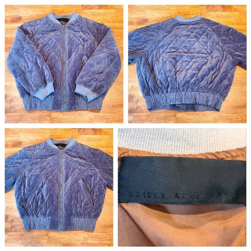 Haider Ackermann gesteppte Freeman Samt Bomberjacke Damen Large grau französisch - Bild 1 von 20