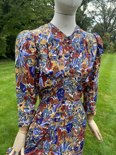 VTG DROOPY & BROWNS ANGELA HOLMES Boho Autumn Floral MAXI DRESS M - Picture 3 of 6