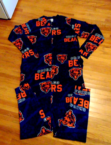 Chicago Bears NFL Team Apparel One Piece Fleece Pajamas Mens Large Zip w Pockets - Picture 2 of 5