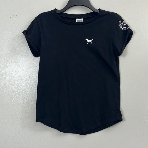 Pink Victoria’s Secret Black Short Sleeves Women's Top Size SP - Picture 1 of 6