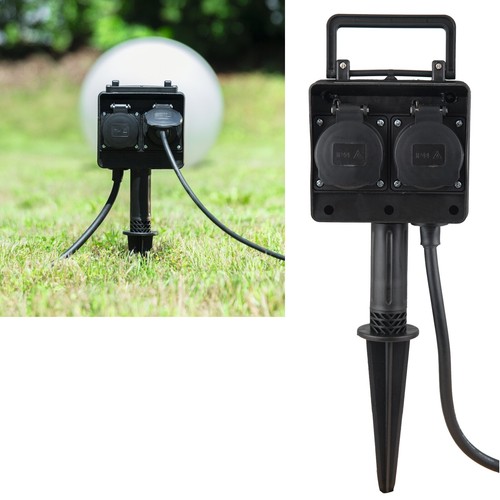 Garten-Steckdose IP44 teils m Erdspieß 230V Schutzkontakt Deckel Außen-Steckdose - Bild 34 von 154