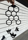 Bees and Honeycomb Wind Chime Hive Metal Garden Bumble Bee Windchime Black